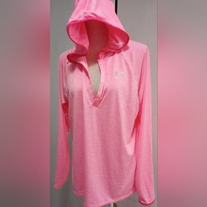 Under Armour Womens Pink Athletic Long Sleeved Pullover Hoodie Shirt Size XL